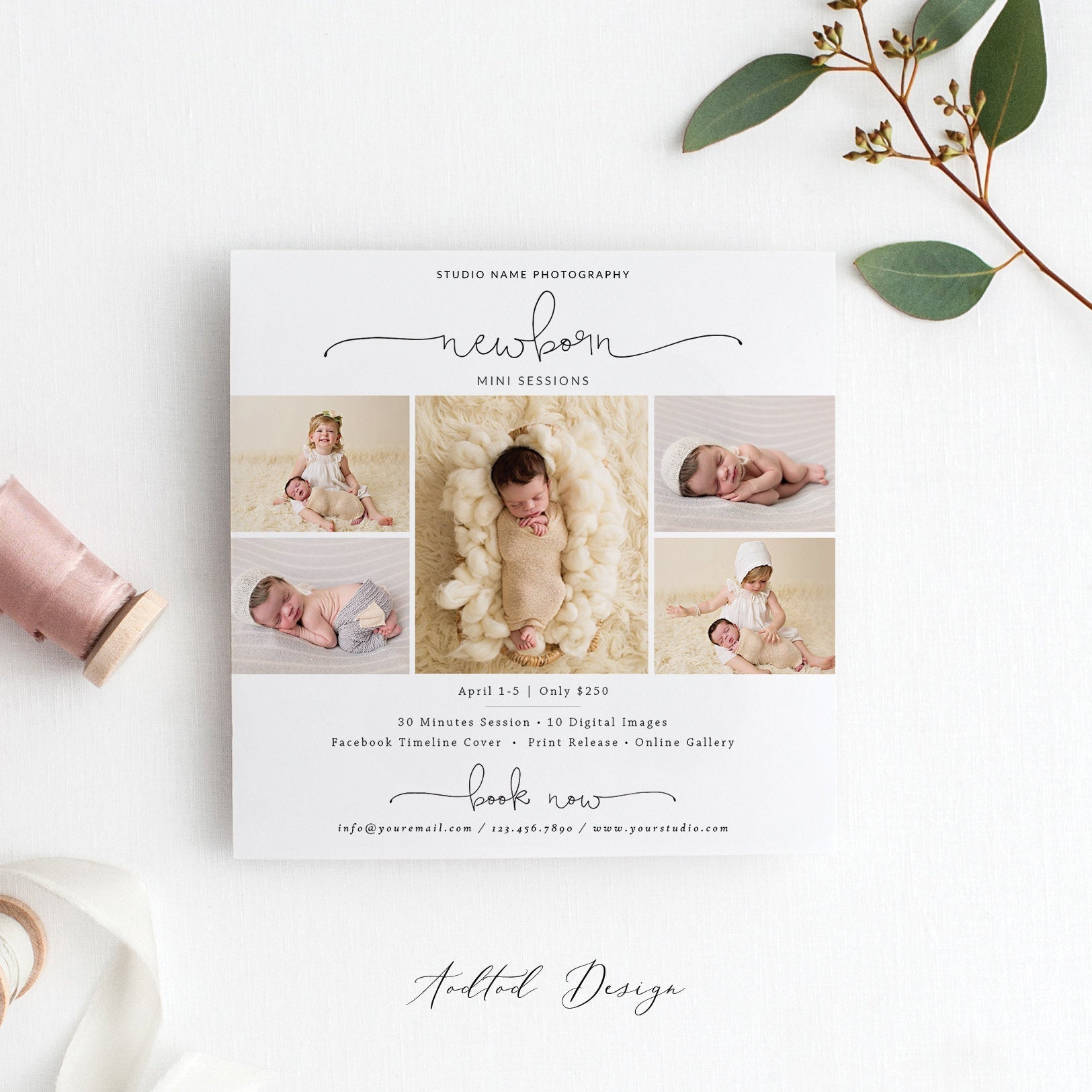 Newborn Mini Session Template, Marketing Template, Sweet Dream, Newborn, Marketing, Photography, Photoshop, PSD Instant Download #NM018-PSD
