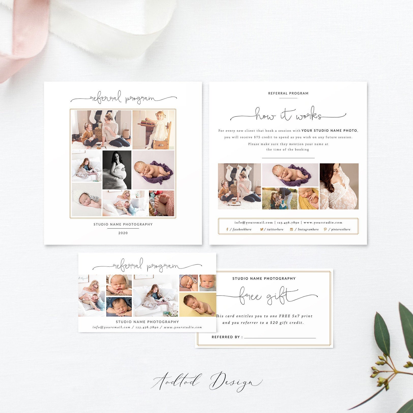 Photography Referral Card Template, Referral Card Template, Referral Program, PSD, Instant Download #NM021-PSD