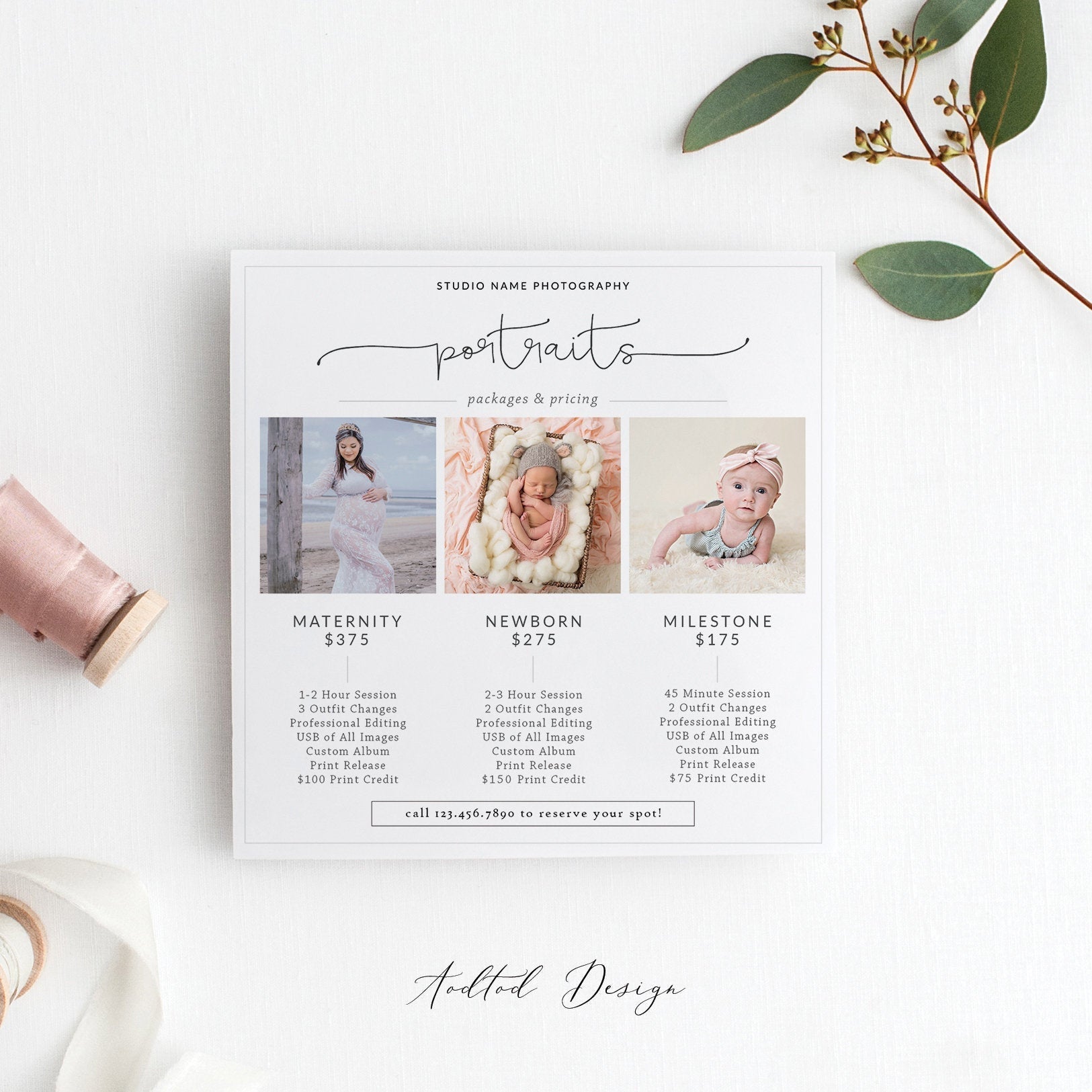 Portrait Photography Pricing Template, Price Guide List for Photographers, Photography, Price Guide Template,PSD #PG13-PSD