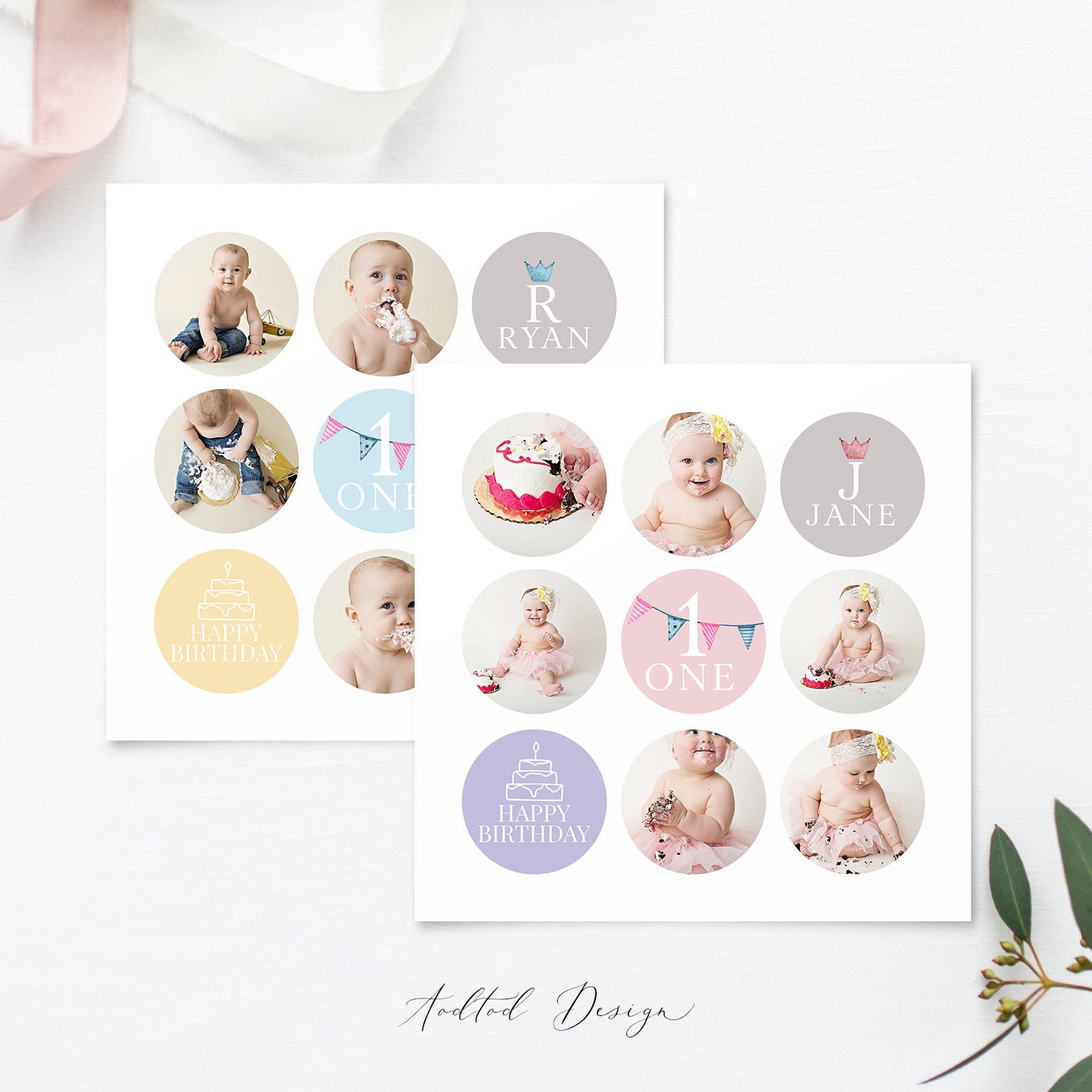 Cake Smash Collages & Blog Boards, First birthday, Collage, Board, Album, Blog, Photography, Photoshop, PSD, Instant Download #Y20-BB22-PSD