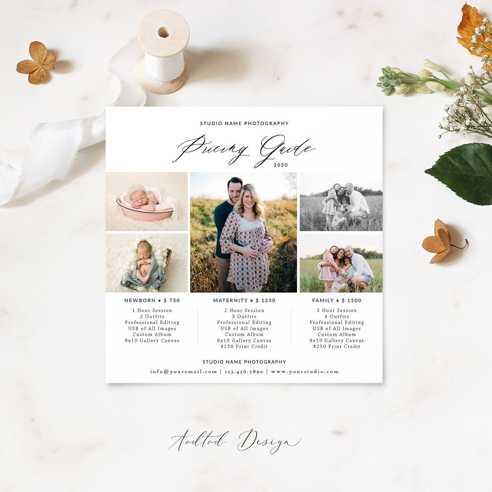 Photography Pricing Template, Price Guide List for Photographers, Photography, Price Guide Template,PSD #Y20-PG18-PSD