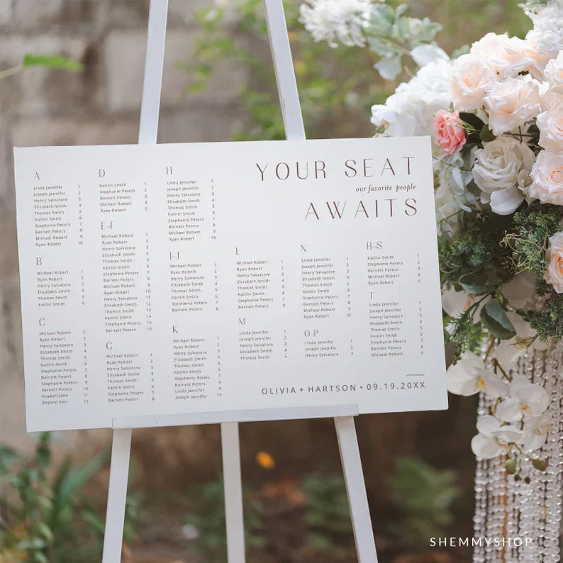 Online Minimalist Seating Chart Template, Wedding Seating Sign, Table Number Order, Wedding Seating, Seating, Corjl, PDF JPEG PNG #Y22-SC1