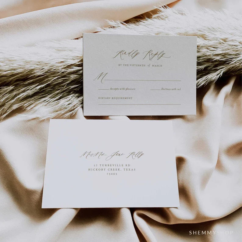 Online Elegant Gold Wedding Invitation Set Template, Classic Wedding Invitation, Wedding Invitation Printable, PDF JPEG PNG Corjl #Y22-WIS2