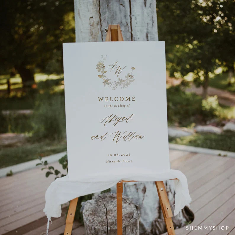 Online Elegant Gold Welcome Sign Template, Printable Wedding Welcome, Welcome Sign Template, Wedding Welcome Poster, PDF JPEG PNG #Y22-WC4