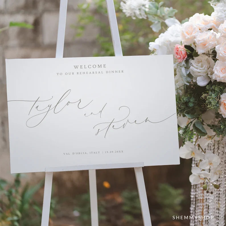 Online Romantic Calligraphy Rehearsal Dinner Welcome Sign Template, Welcome Sign Template, Welcome Poster, PDF JPEG PNG #Y22-WC5