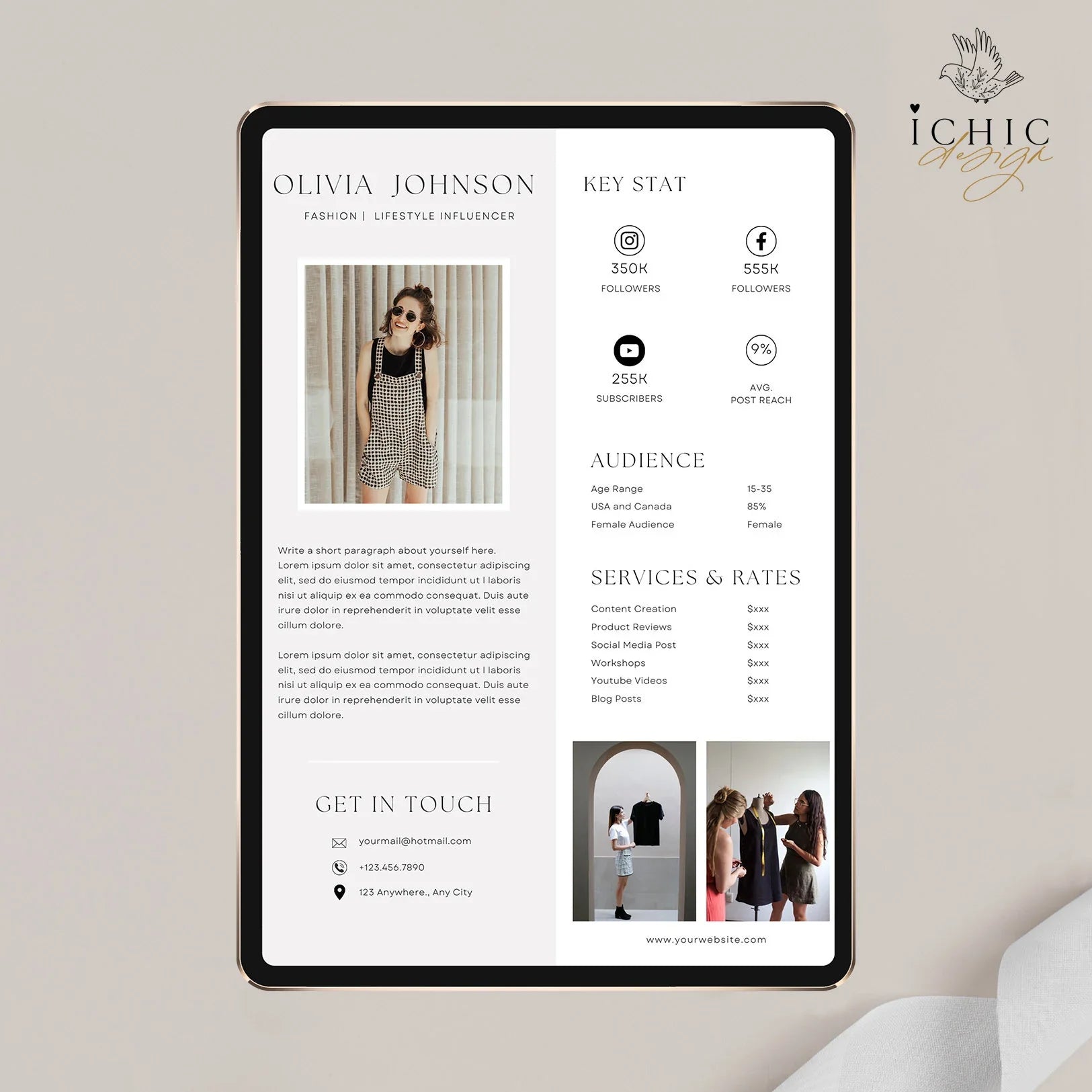 Canva Media Kit Template, Influencer Rate Sheet Template, Instagram Media Kit, Blog template #Y23-MK2-CANVA