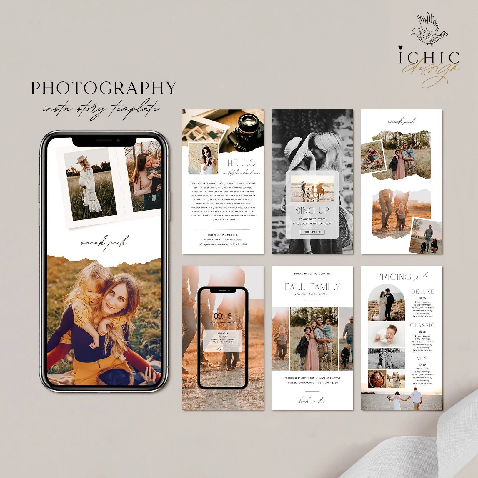 CANVA Template | Photographer Instagram Story Template, Social Media Canva Template, Wedding Photography Instagram Stories#Y23-IGS1-CANVA