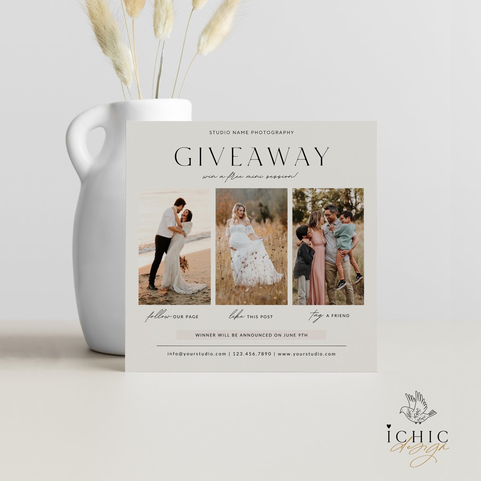 CANVA Template | Giveaway Template, Contest Template, Advertising Template, Sessions, Mini Session, Like and Share #Y23-MB10-CANVA