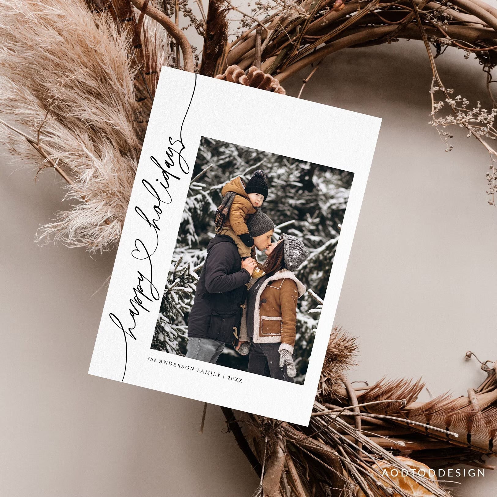 Minimalist Merry Christmas Card Template, Christmas Breeze, New, Christmas, Card, Template, Photography, Photoshop, PSD, DIY #Y23-HD3-PSD