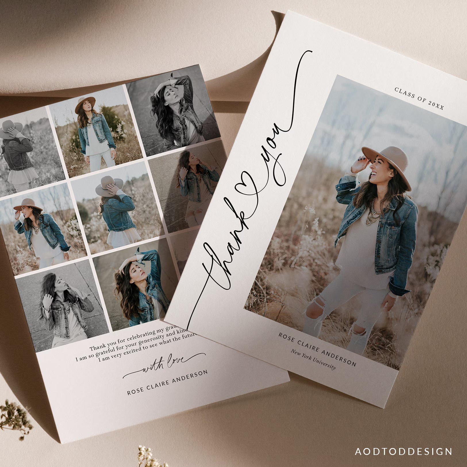 Graduation Thank You Card Template, Senior Card, Senior Graduation Announcement For Photography, Photoshop #Y23-SG4-PSD